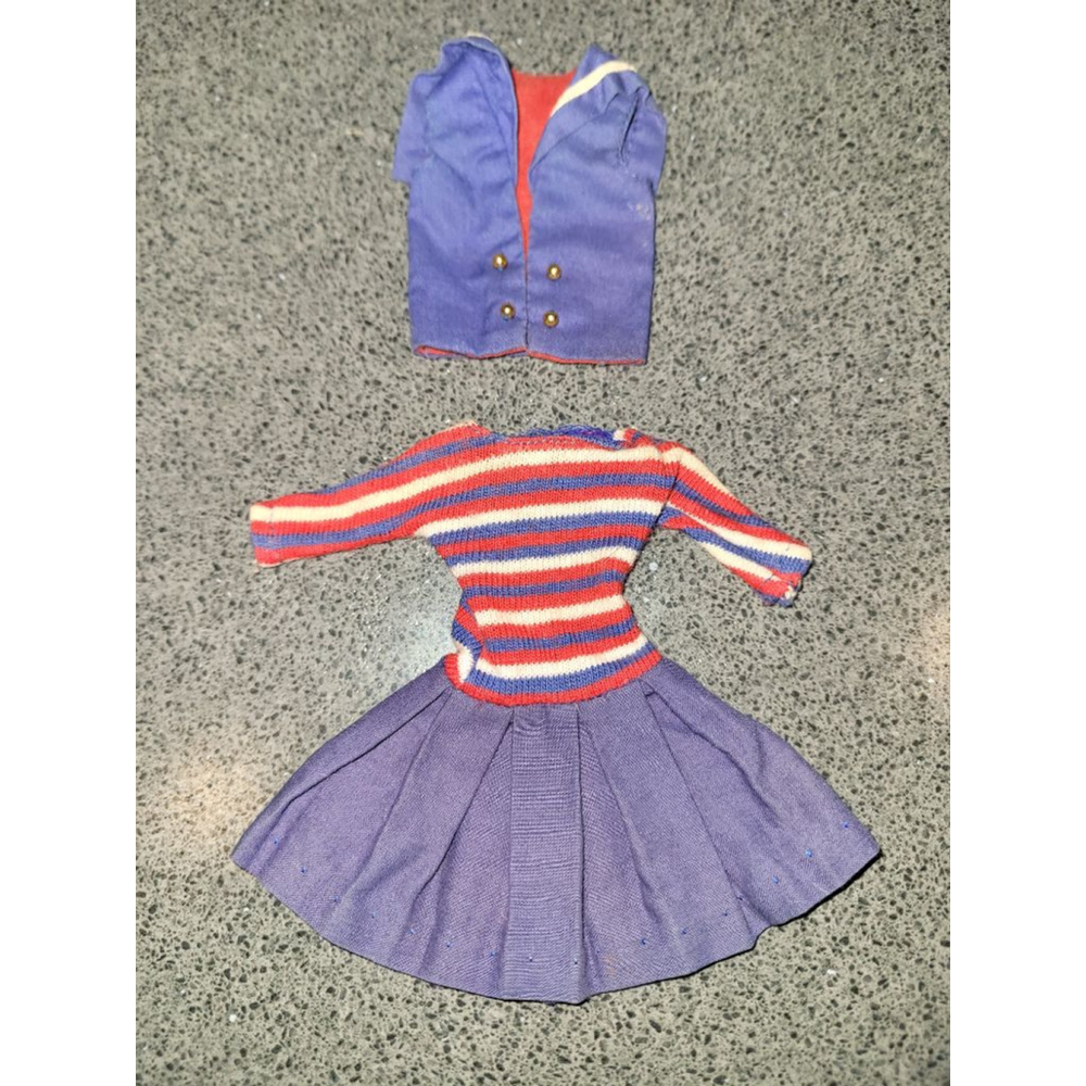 Vintage 1965 Mattel Skipper “Ship Ahoy” #1918 Outfit Blue Dress Vest - Picture 3 of 8